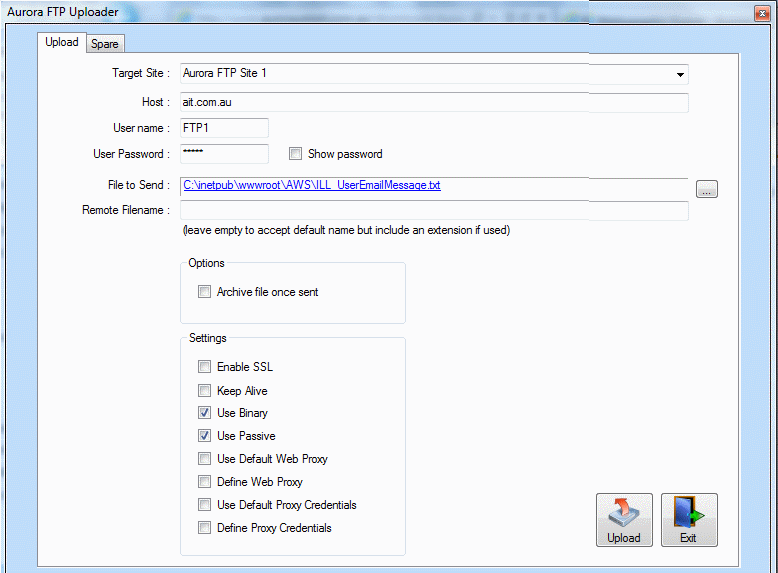 Aurora Ftp Uploader - screen
