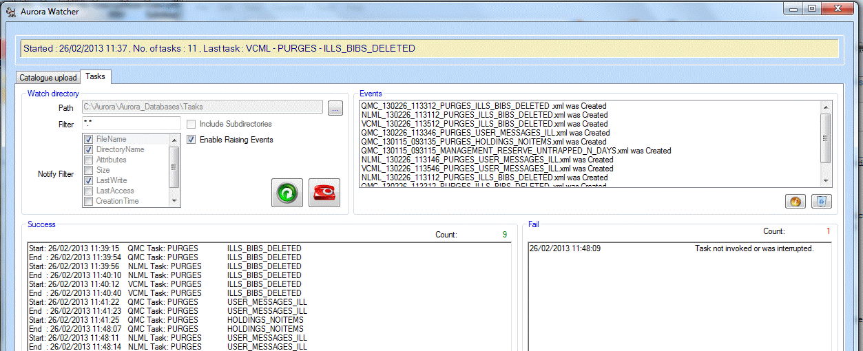 Aurora Watcher - Tasks post 2013 - events