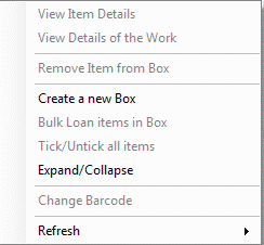 Box of items - Right click context