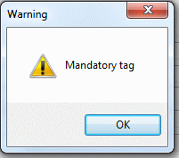 Cataloguing - Change tag - mandatory tag warning