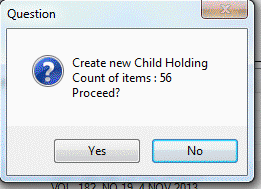Child Holdings - creating the child record - question