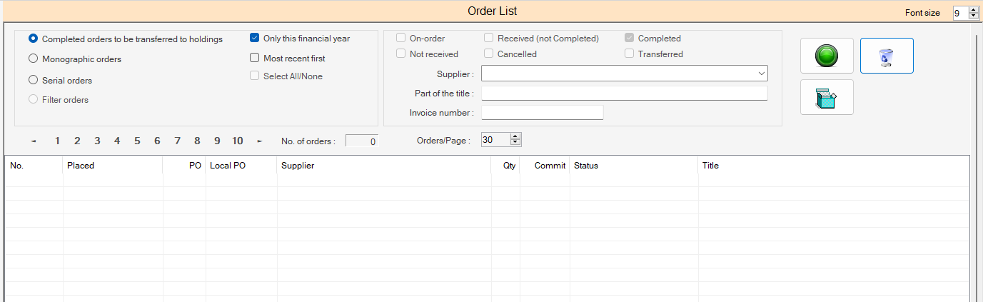 Order List - Blank Screen