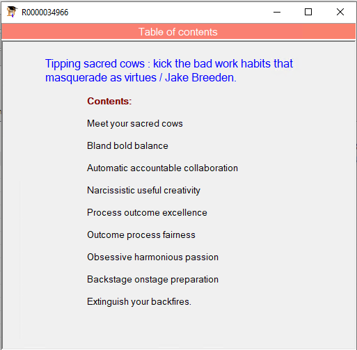 Search - results - right click context menu - Table of contents