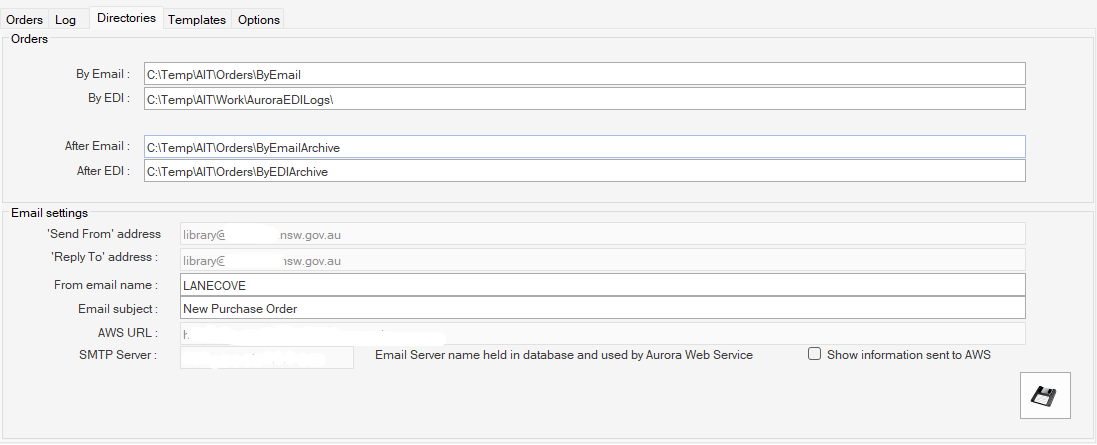 Send orders - Directories Tab