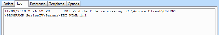 Send orders - Log Tab