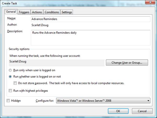 Tasks - Advanced Reminders - Windows scheduler
