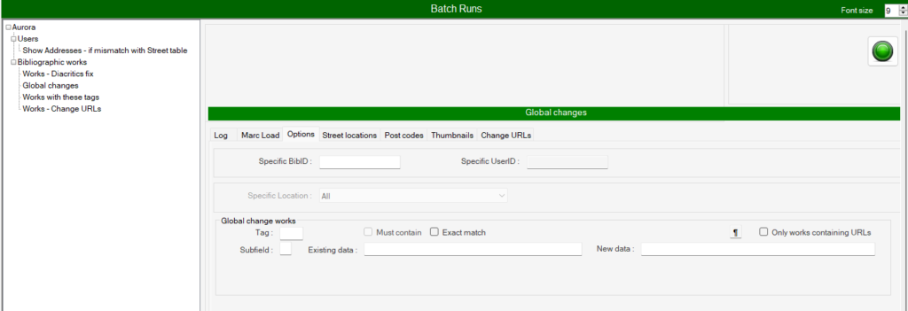 Batch runs - Global Changes - Blank screen